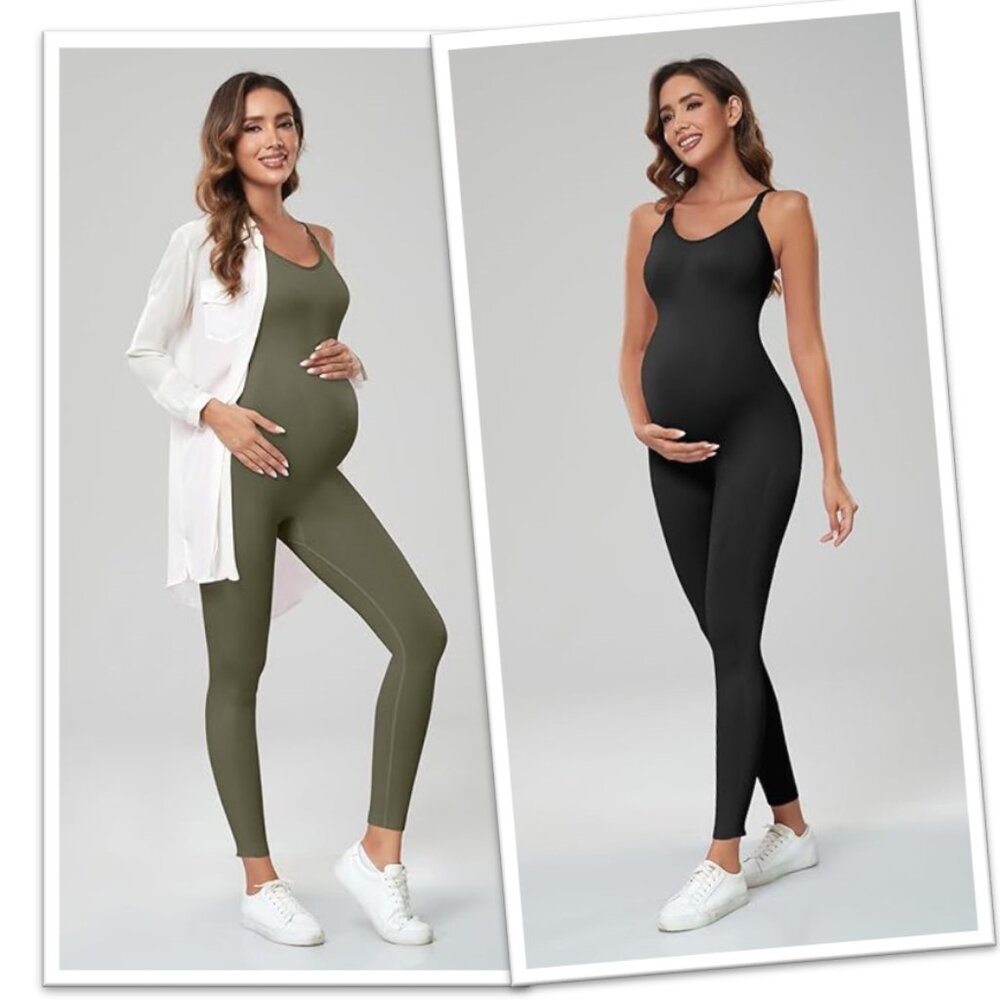 Maternity Nursing Tank Bodysuits w/ Built-in-bra - 2 pack NWT! Black/Green Sz M